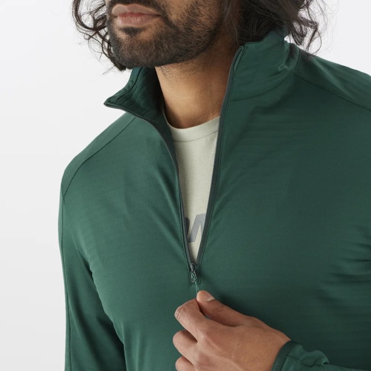 Sudaderas Salomon Essential Lightwarm Half Zip Hombre Verdes | MX HCXD084